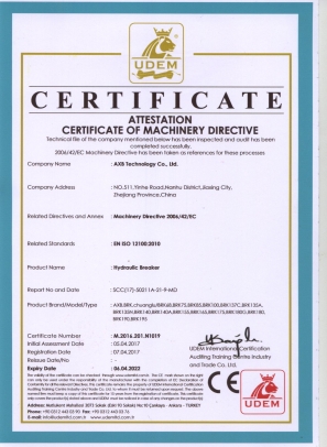 CE CERTIFICATION OF AXB HYDRAULIC BREAKER